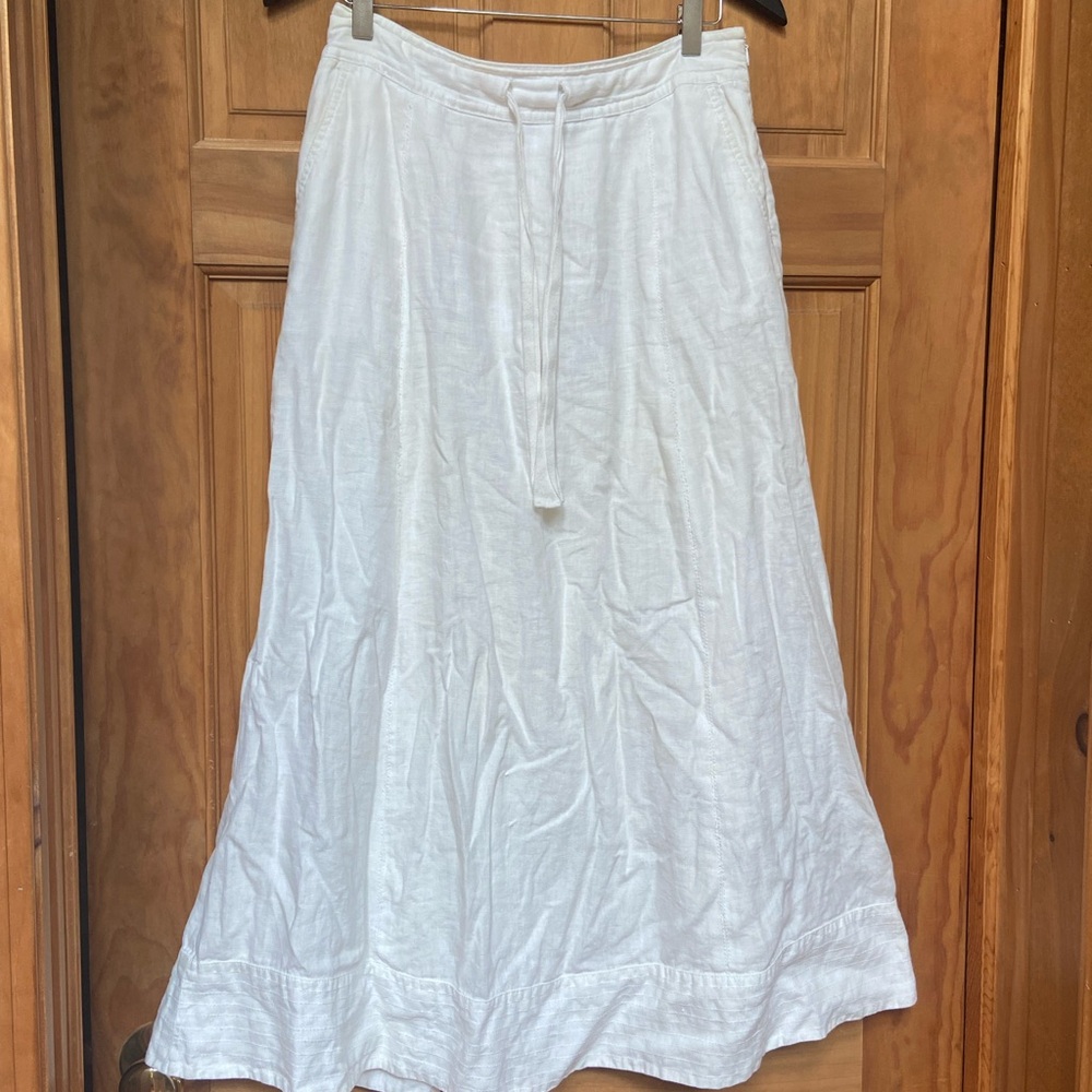 Boden White Maxi A-Line Skirt with Tie Front